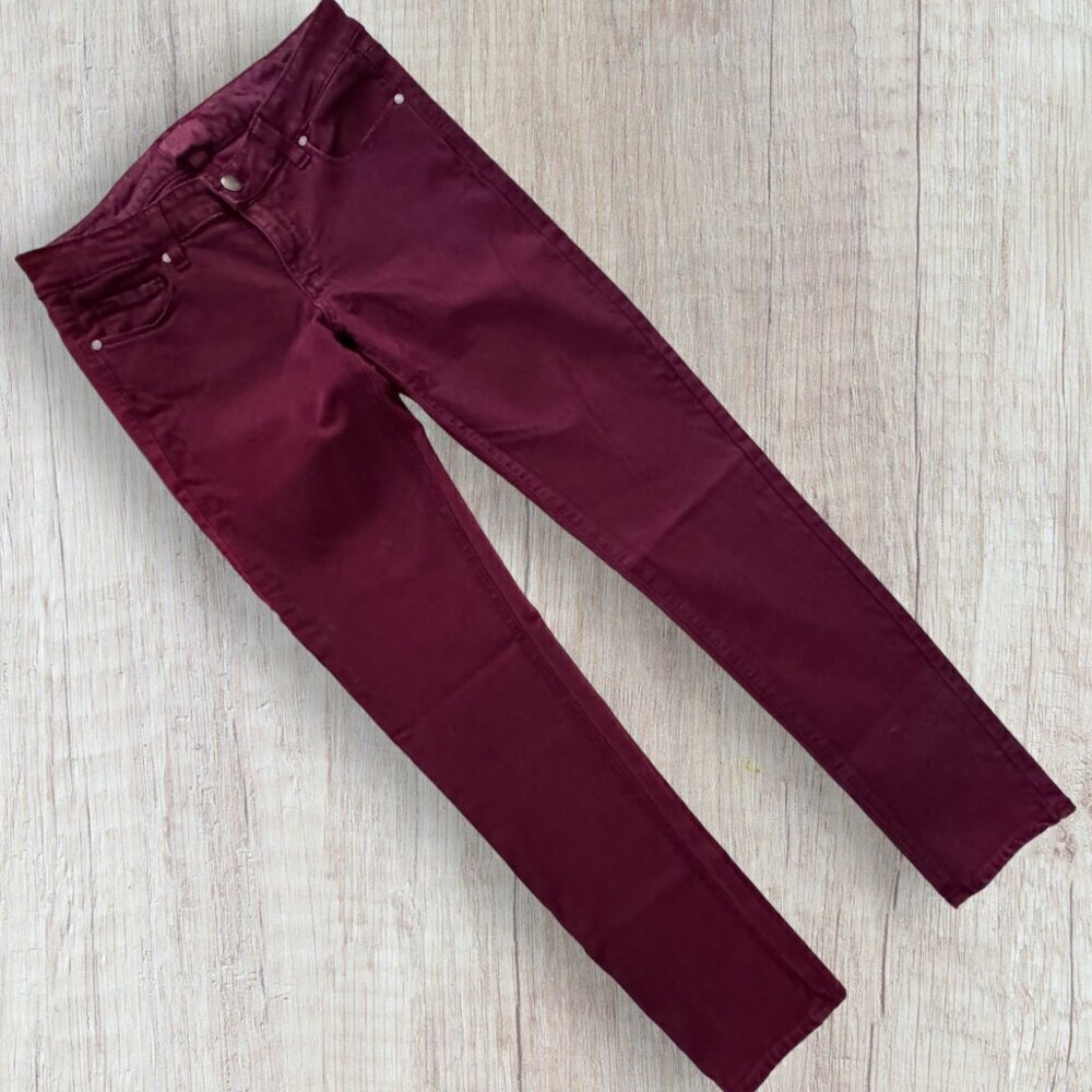 PAIGE Burgundy Maroon Stretch Denim Jeans Pants Women's 27